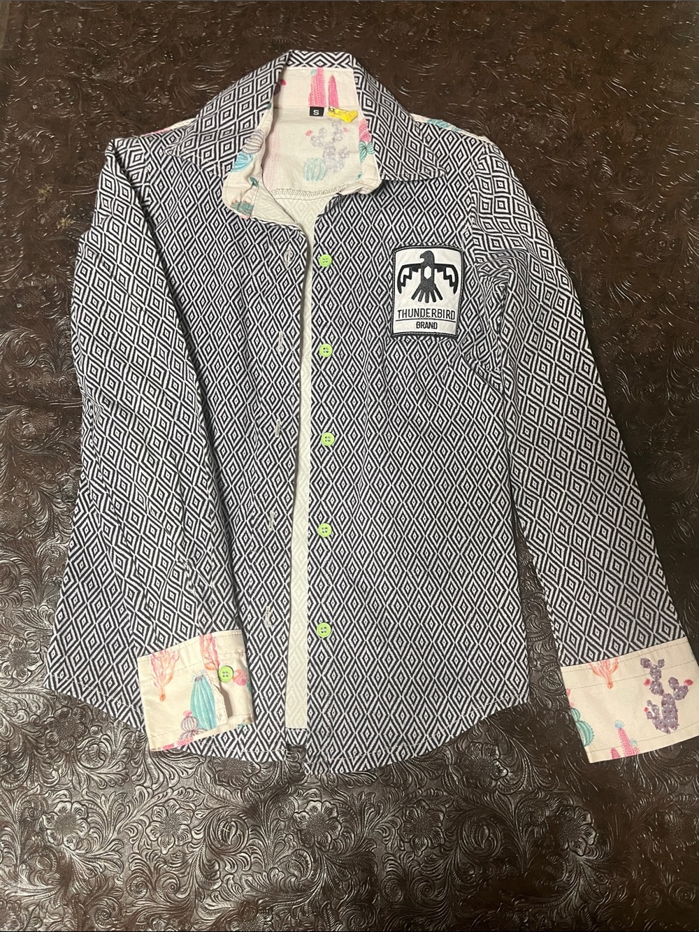 Thunderbird Brand Kid’s Black & White Diamond Button-Down Shirt